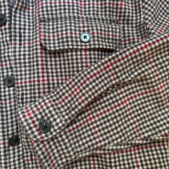 Abercrombie & Fitch Cotton Shirt Jacket Men's Medium Red/Tan/Brown Checkered - Picture 3 of 4